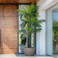 Grandes plantes vertes artificielles d'intérieur en plastique (Anthurium, Palmier à aiguilles et Cocotier) pour la décoration de balcon et de salon