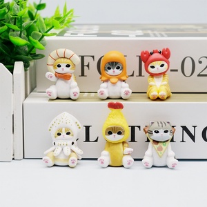 6 Piezas/Juego Versión Q Figura de Anime de PVC de Mofusand Cos Animal Seafood Cat para Máquina de Juego de Caja de Huevo Sorpresa Gashapon, Juguete de Premio - Product Image 1