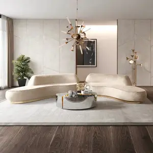 流行的现代设计客厅家具金属底座白色布艺沙发