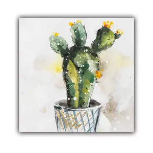 Modern simple green plant cactus art wall decoration oil painting Modern home wall decoration art fresh and simple oil painting