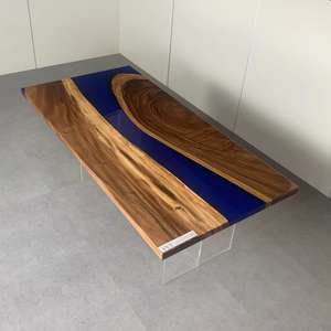 <span class=keywords><strong>Tavolo</strong></span> da pranzo in resina epossidica da <span class=keywords><strong>cucina</strong></span> in legno massello di noce di fascia alta dal Design speciale per la cena a casa - Product Image 4