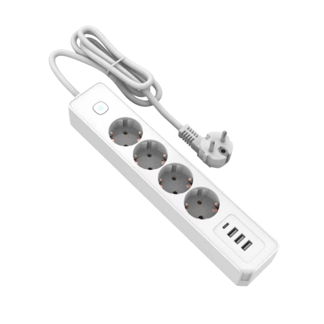 GS/CE Power Strip with 3 USB 1 Type-C Ports Multiple Socket Portable EU Plug Standard 4 AC Outlets Master Switch for Office Use
