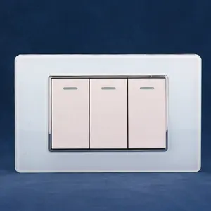 Light Wall Switches Glass Plate Electrical US Standard 118 Type Electric Power 3 Gang 1/2/3 Way Push Button Wall Switch