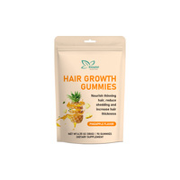 Gummies de croissance capillaire de haute qualité avec poudre de Maca pour nourrir les cheveux clairsemés et les faire plus épais, saveur ananas, complément beauté