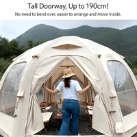 Tente sphérique gonflable de camping toutes saisons, portable, confortable, grand espace de vie, dôme imperméable en coton, ouverture automatique rapide