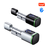 Serrure de cylindre intelligente Tuya TTlock de type européen pour porte en bois avec empreintes digitales, clés RFID, clés mécaniques, indice de protection IP5X, sécurité de classe C