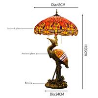 Lampe de table créative de style européen, grande lampe d'art libellule rouge, cadeau de mariage, éclairage artistique, lampe de décoration pour villa et salon