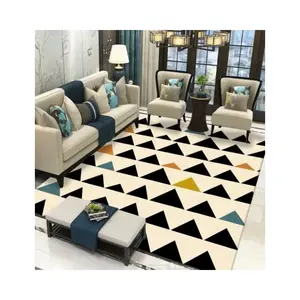 שטיחי שטיחים מודפסים בהתאמה אישית ידידותית לסביבה 2024 שטיחים גיאומטריים כחולים מודפסים בתלת מימד עבור שטיחים ושטיחים באזור חדר שינה בסלון