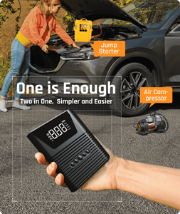 Bomba de Aire Portátil 6 en 1 e Inflador de Coche con Arrancador de Emergencia de 1000A y Luz LED Integrada para Coche y Motocicleta - Product Image 2