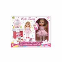 Muñeca de Plástico Bella Trendy con Set de Maquillaje y Accesorios para Juego de Imitación de 4 a 6 Años