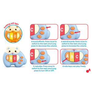 Juguetes Sonoros para Bebés, Acordeón Eléctrico con Diseño de Oso de Dibujos Animados, con Campanas Musicales - Product Image 2