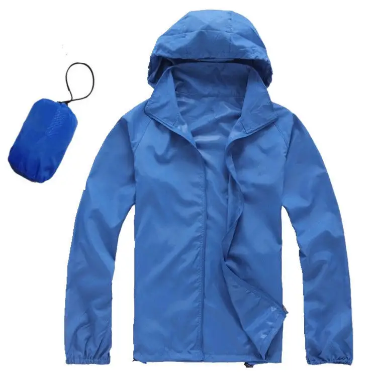 Chaqueta ligera para hombre, chaqueta impermeable de poliéster para exteriores, con capucha