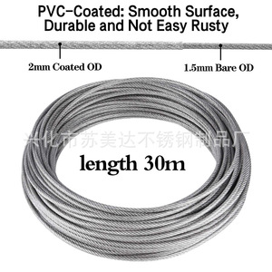 <b>Garden</b> Fence Kit Coated Steel Cable Rope Set Outdoor Screw Eye Bolt <b>Hook</b> Home Use 30m - Product Image 2