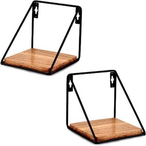 <b>Wall</b> <b>Mounted</b> Wooden <b>Shelf</b> Square Shape Hanging Storage Rack For Living Room Bedroom Dormitory Bedside Organization - Product Image 1