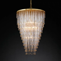 Lustre en verre cascade de luxe moderne américain, luminaire suspendu vintage pour escalier, salle à manger, chambre, villa, luminaire haut de gamme