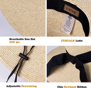 หมวกฟางกันแดดสำหรับผู้หญิง,หมวกปีกกว้างพับได้หมวกชายหาดปีกกว้างสำหรับผู้หญิงน้ำหนักเบา - Product Image 4