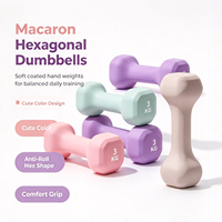 Haltères hexagonaux Macaron pour l'aérobic en intérieur, équipement de fitness pour femmes débutantes, perte de graisse, mise en forme, entraînement de force, petits haltères