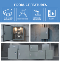 Boîte de distribution électrique industrielle, panneau en tôle d'acier, couvercle de charnière en métal étanche à l'eau et à la poussière, intérieur/extérieur