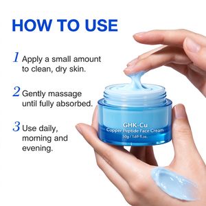 Crème pour le visage au peptide de cuivre, tripeptide de cuivre, hyaluronate de sodium, panthénol, crème hydratante et lissante pour le visage - Product Image 6