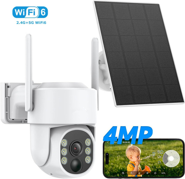 2.4G 5G WiFi6 4MP Wireless Solar Power PTZ Camera Eseecloud Outdoor WiFi Security Battery Powered CCTV Solar Camera