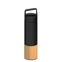 Bouteille isotherme de voyage en acier inoxydable 550 ml avec poignée en bambou, personnalisable, anti-fuite, sans BPA, avec couvercle