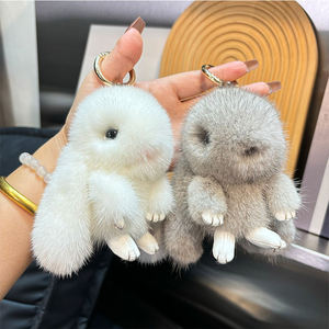 Porte-clés en peluche de dessin animé 2025, nouveau, mignon, en fourrure de lapin, <span class=keywords><strong>pompon</strong></span>, pour couple, sac, voiture, coloré, bijoux, cadeaux - Product Image 6