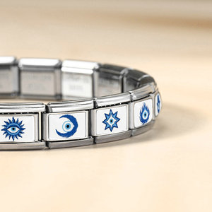 Blue Evil Eye Modular Bracelet Components Stainless Steel Mixed Shapes For Bracelet Making DIY Jewelry Findings - Product Image 2