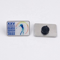 Épingles à revers en métal argenté personnalisées de forme rectangulaire de 32 mm avec impression UV et clip en caoutchouc