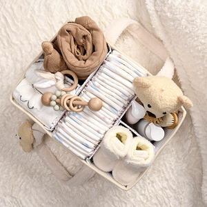 Organisateur de couches pour bébé avec poignée, panier de rangement portable pour couches, bac pour lingettes - Product Image 4
