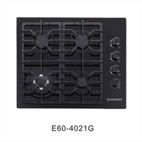 Table de cuisson à gaz encastrable 4 brûleurs 60 cm en verre trempé, cuisinière à gaz GPL/GN pour usage domestique et hôtelier - Vente en gros usine