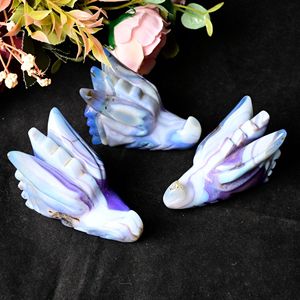Têtes de dragon en agate bleue géode naturelle en gros pour la décoration - Product Image 2