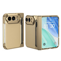 Pour Apple iPhone Duo 5G iPhone DUO 18 Fold Protection de Charnière Anti-Traces de Doigts avec Stylet et Film en Verre Coque Arrière en Cuir PU