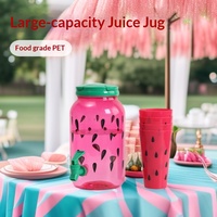 Seau et pot en plastique de qualité alimentaire de 3,8 L avec motif de graines de pastèque sur la coque extérieure, récipient pour boissons