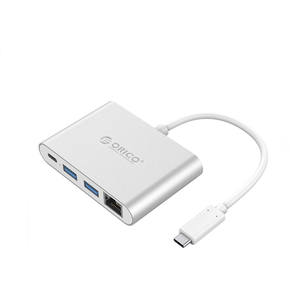 Hub USB-C <span class=keywords><strong>ORICO</strong></span> RCR2A 4 en 1 Type-C à Type-C 3.0 2 ports USB 3.0 Adaptateur RJ45 pour Macbook - Product Image 1