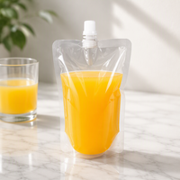 Pochettes Doypack transparentes à bec verseur à faible MOQ pour emballage de liquides (jus, détergent, boissons) – Sachets souples à fond plat