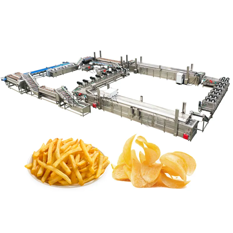 Máquina de descascar batata para fritar batatas fritas automática que faz a máquina linha de produção de chips de batata
