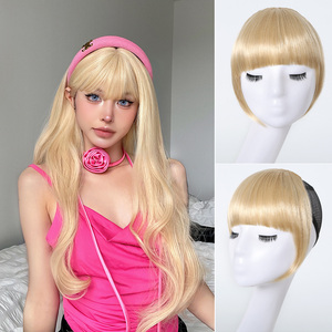JZW all'ingrosso capelli frangia parrucchino biondo Bang parrucche sintetico 8 pollici extension Clip In parrucchino frangia per capelli per le donne - Product Image 2