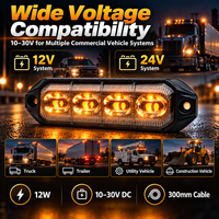 12W 8-LED Aufbau-Warnleuchte 9 Blitzmodi 10-30V IP67 Bernsteinfarbenes Stroboskoplicht für LKW Anhänger Nutzfahrzeuge