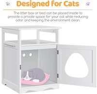 Maison blanche moderne en bois pour animaux de compagnie, meuble de litière pour chat caché avec étagère ouverte, casier de toilette pour chat d'intérieur pour application dans la chambre à coucher