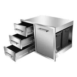 New Professional Outdoor Kitchen Door And Storage Drawer Combo Stainless Steel Kitchen Cabinet