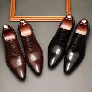 Chaussures de mariage classiques d'automne pour hommes en cuir véritable respirantes antidérapantes à lacets pour le bureau et les soirées - Product Image 2