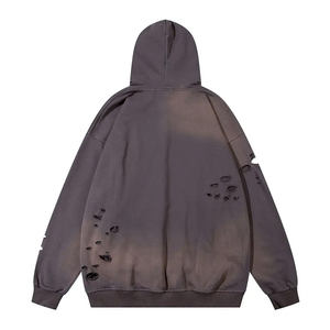 Wholesale 100% Cotton High Quality Unisex Acid <b>Washed</b> Sun Fade Winter Custom Embroidered Oversized Hoodies Brand Logo Waterproof - Product Image 2