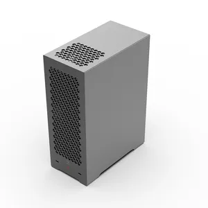 Torre media de aluminio para ordenador de escritorio, carcasa de chasis MATX para PC, con Panel lateral de vidrio templado