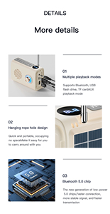 Loa Bluetooth không dây mini hoạt hình năng lượng mặt trời tích hợp <span class=keywords><strong>radio</strong></span>, hỗ trợ <span class=keywords><strong>USB</strong></span>, thẻ <span class=keywords><strong>TF</strong></span>, FM, MP3, P36, có đèn RGB, dùng ngoài trời - Product Image 4