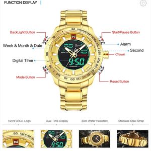 <span class=keywords><strong>Naviforce</strong></span> นาฬิกาควอตซ์ดิจิทัล LED แนวสปอร์ตกันน้ำทำจากสแตนเลสมัลติฟังก์ชัน<span class=keywords><strong>9093</strong></span>สำหรับผู้ชาย - Product Image 4