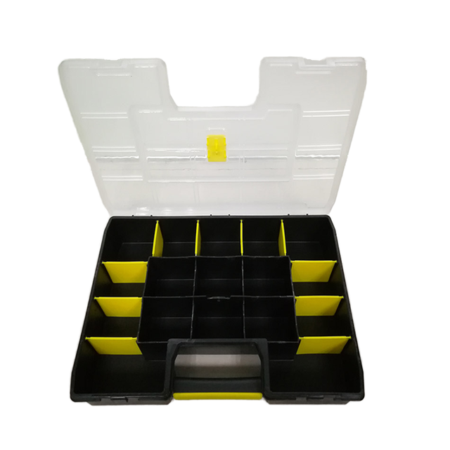 Yellow Durable Plastic Hardware Organizer Case Removable Divider Small Parts Storage Box Reversible Tool Box Screw Storage Box