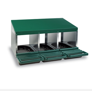 Nido Metálico de Alta Resistencia con 3 Compartimentos para Gallinas, Nido Automático para la Puesta de Huevos con Bandeja de Recolección de Huevos de Plástico, Kit para Granja - Product Image 1