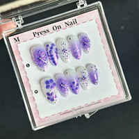 Faux ongles en acrylique à presser, forme carrée, motif fleur 3D, style French Stiletto, 10 pièces, Nail Art de luxe, haute qualité