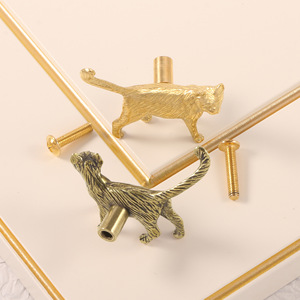 Cute Cat Brass <strong>Door</strong> Handle, European &amp; American Style, Metal Decorative Pull for Cabinets - Product Image 4