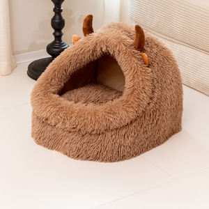 Geschlossenes Katzen haus für Katzen im Winter wärme, Ganzjahres-Hunde bett, weiches, flauschiges Kuschel haus für Kätzchen und erwachsene Katzen - Product Image 5